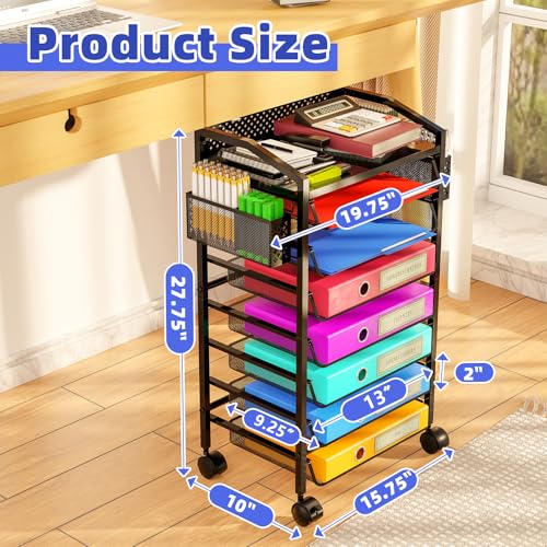 Simple Trending 14 Tier Rolling File Cart with Sliding Trays, Black C4528