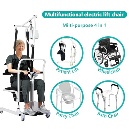 Electric Transfer Chair Patient Lift 4 in 1, 180° Split Seat, 330 lbs Capacity Q3274