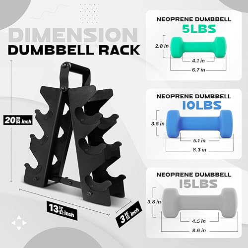 Yes4All Neoprene Coated Dumbbell Hand Weight Sets with Rack U179