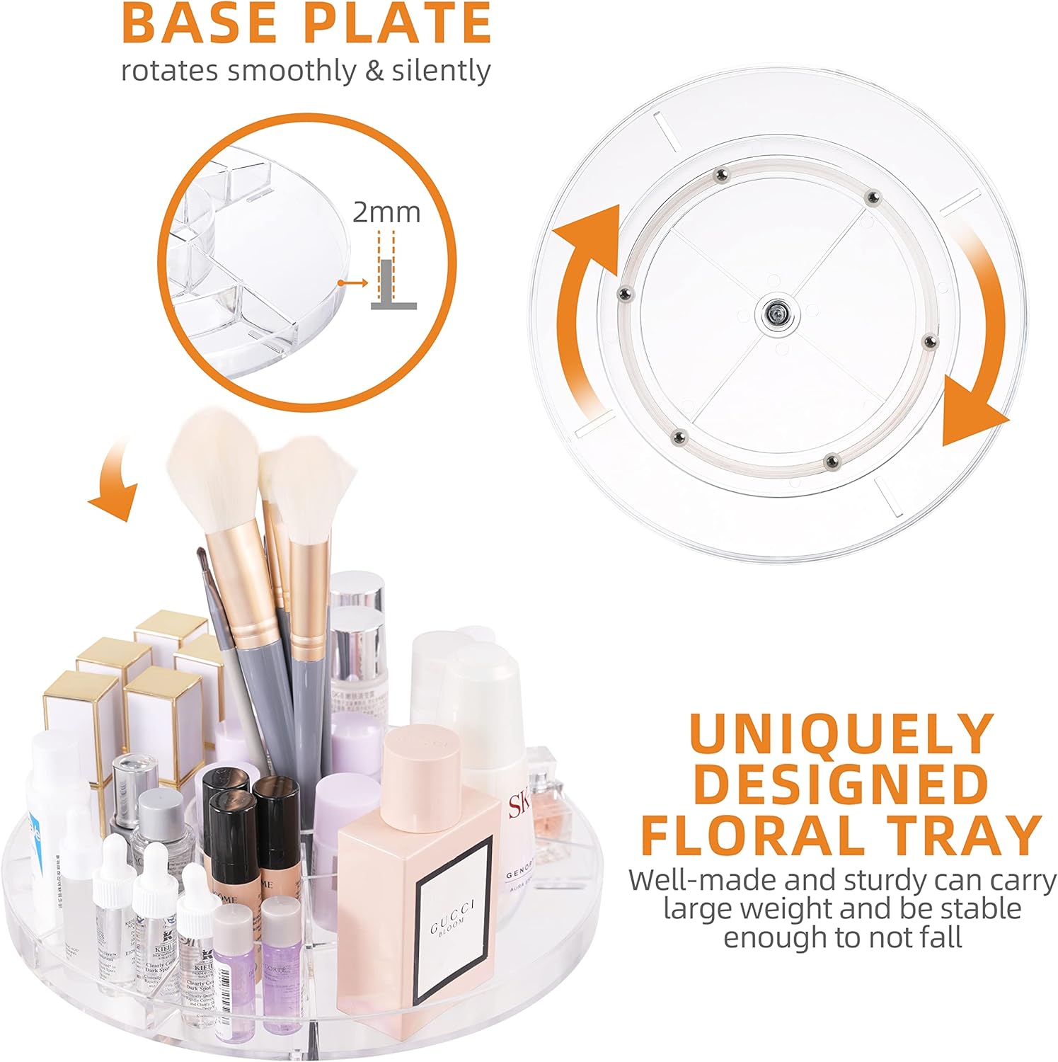Peyton Makeup Organizer 360 Rotating 8-Layer Clear Storage Display Case A116