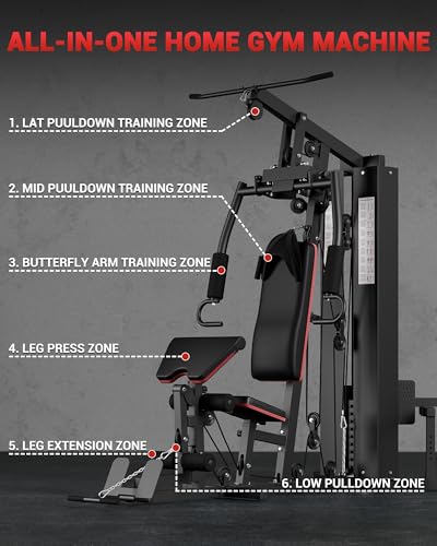 Home Gym Machine with 150LBS Weight Stack, Full Body Workout Equipment K15381