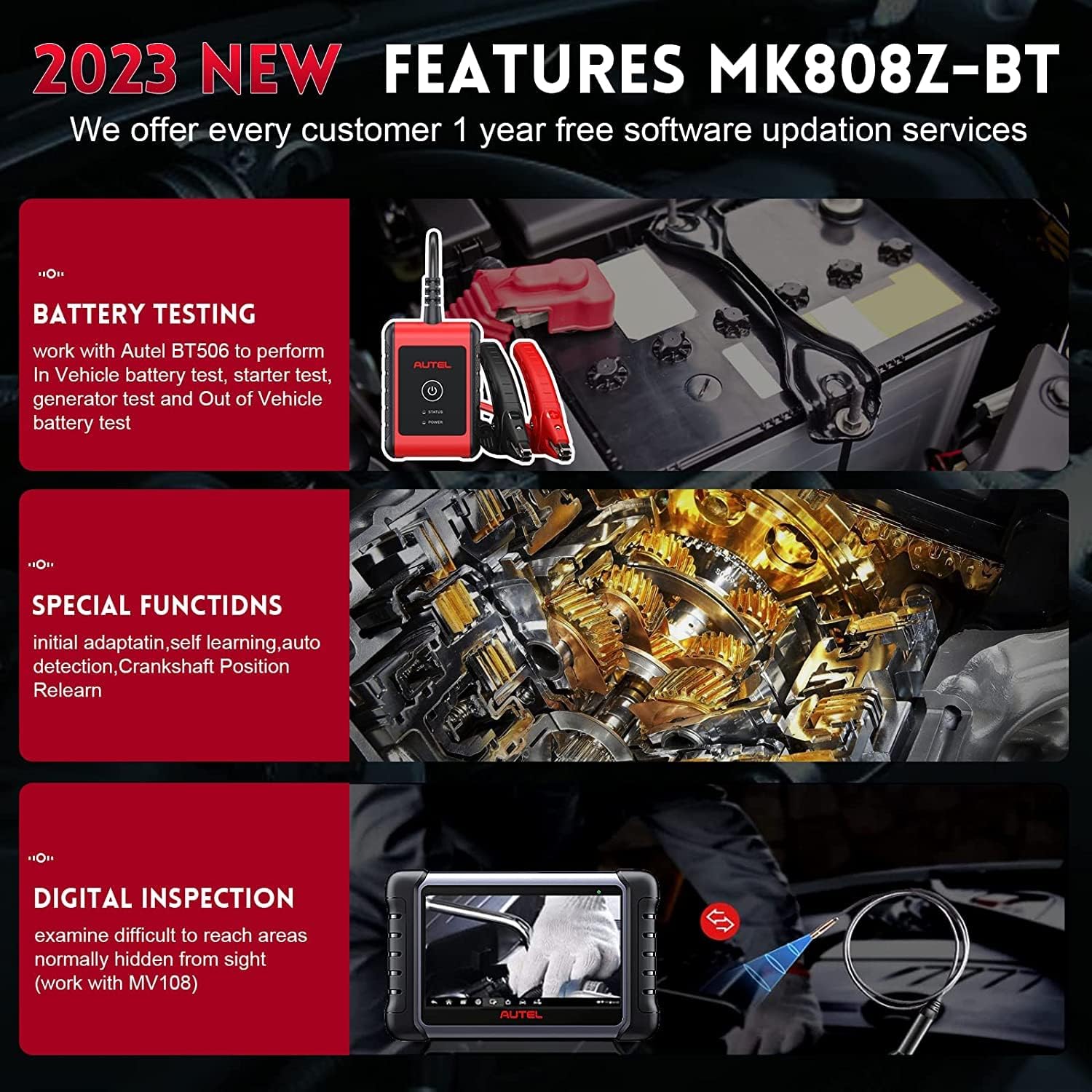 Autel MaxiCOM MK808Z-BT Bidirectional OBD2 Scanner with Non-OBDII Adapter Kit B720915