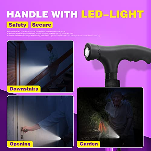 BigAlex Folding Walking Cane with LED Light and Adjustable Height I772