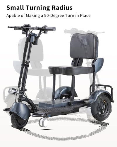 Folding Mobility Scooter Lightweight Portable 3 Wheel for Seniors Adults, Black P7351