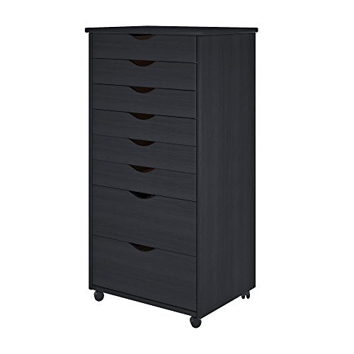Adeptus Original Quick-2-Connect Roll Cart, Solid Wood, 6+2 Drawer Narrow Drawers Roll Carts, Medium Pine