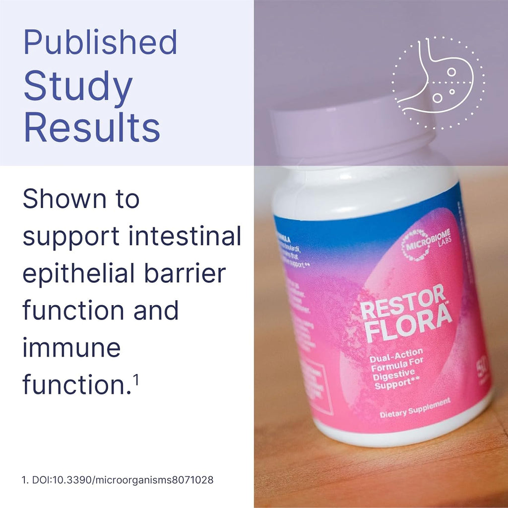Restorflora Probiotic Supplement for Gut Health, 50 Capsules T334