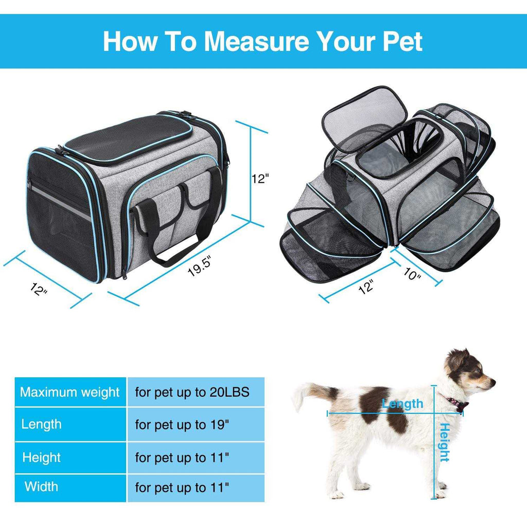 MASKEYON TSA Approved Soft Sided Pet Carrier Large Expandable R7997