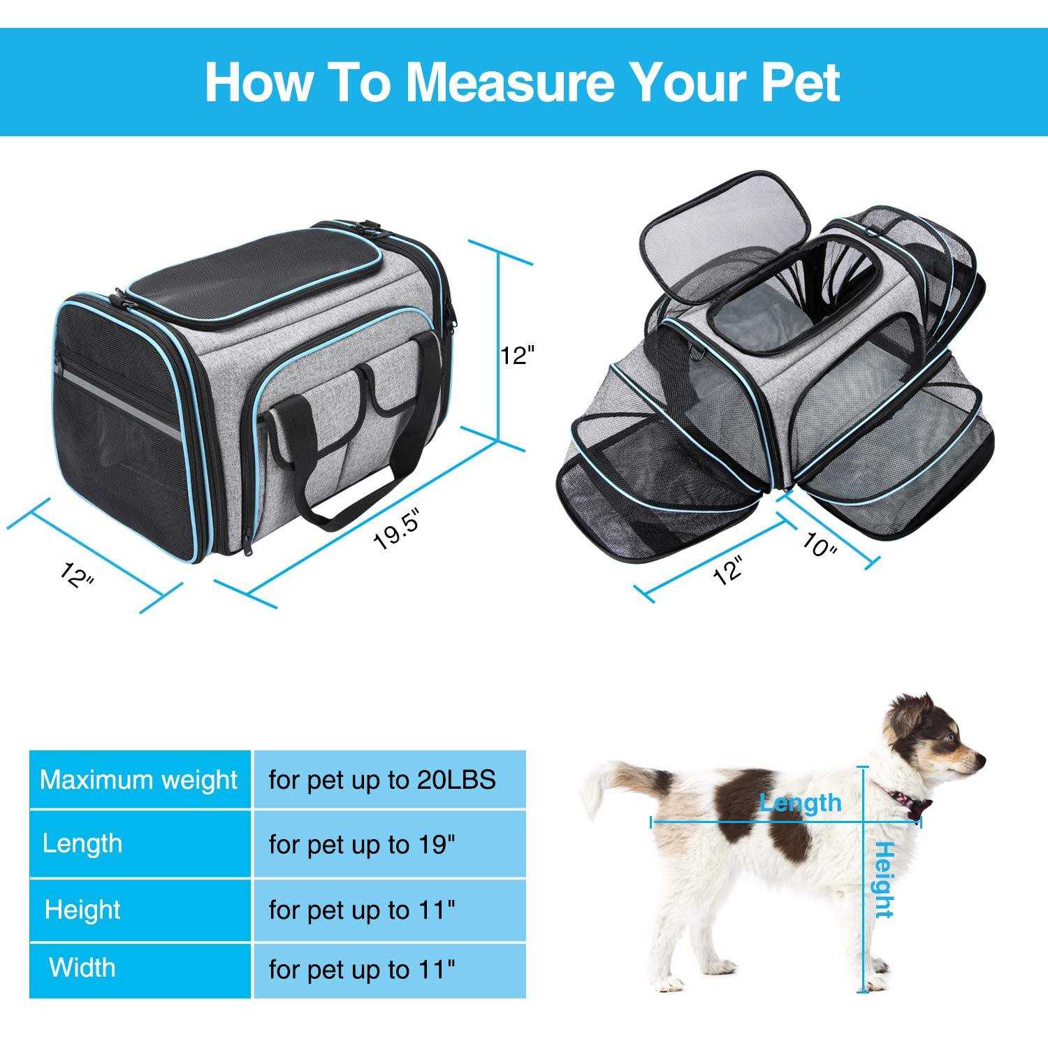 MASKEYON TSA Approved Soft Sided Pet Carrier Large Expandable R7997