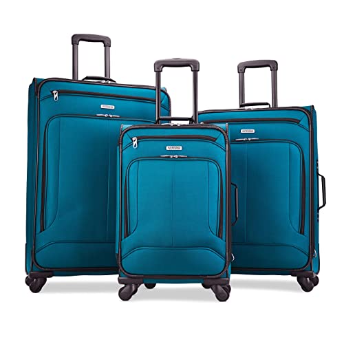 American Tourister Pop Max Softside Luggage 3-Piece Set with Spinner Wheels, Purple R70056