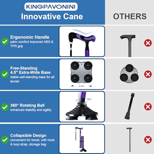 Foldable Adjustable Walking Cane for Men & Women with Travel Bag K5425