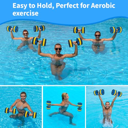Aquatic Exercise Dumbbells Set of 2, EVA Foam Water Weights for Pool Fitness A527