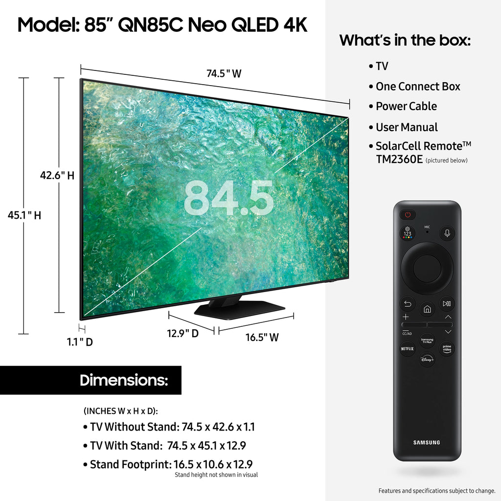 SAMSUNG 85" Class QN85C Neo QLED 4K Smart TV H9712