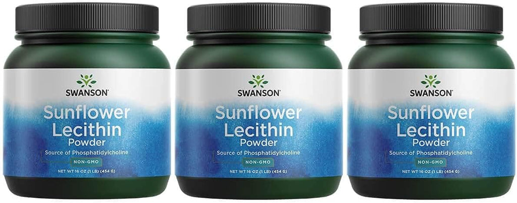 Swanson Sunflower Lecithin Brain Health Nervous System Support Non-GMO Soy-free Vegetarian 16 oz (1lb) 454 gram Powder (3 Pack)