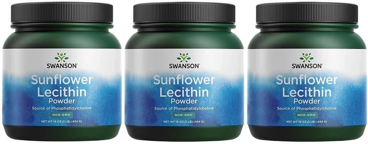 Swanson Sunflower Lecithin Brain Health Nervous System Support Non-GMO Soy-free Vegetarian 16 oz (1lb) 454 gram Powder (3 Pack)