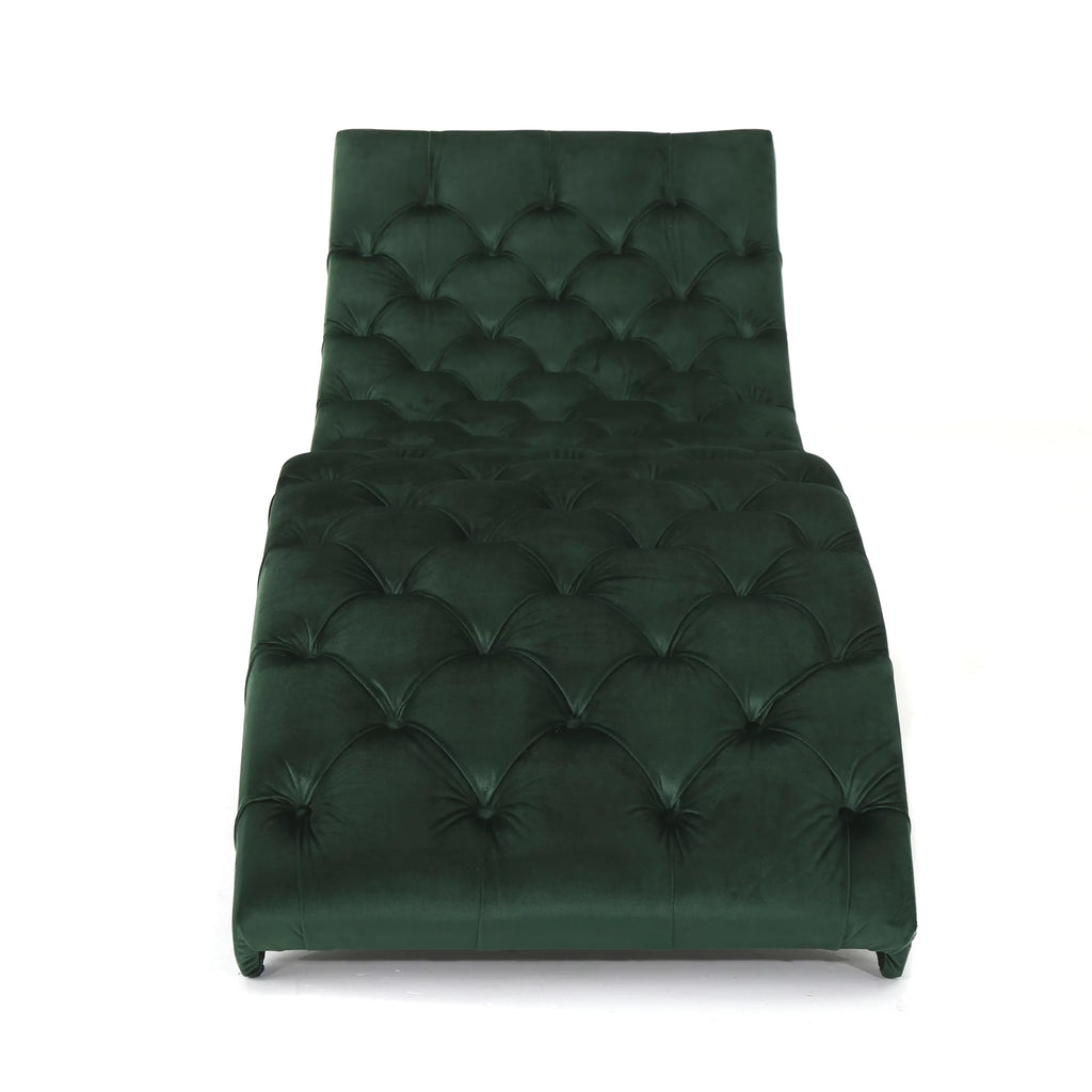 Grasby Tufted Emerald Velvet Chaise Lounge R113