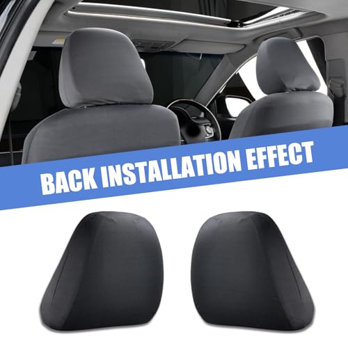 2 PCS Car Seat Headrest Protective Cover, Knitted Fabric, Breathable, Dark Gray M527906