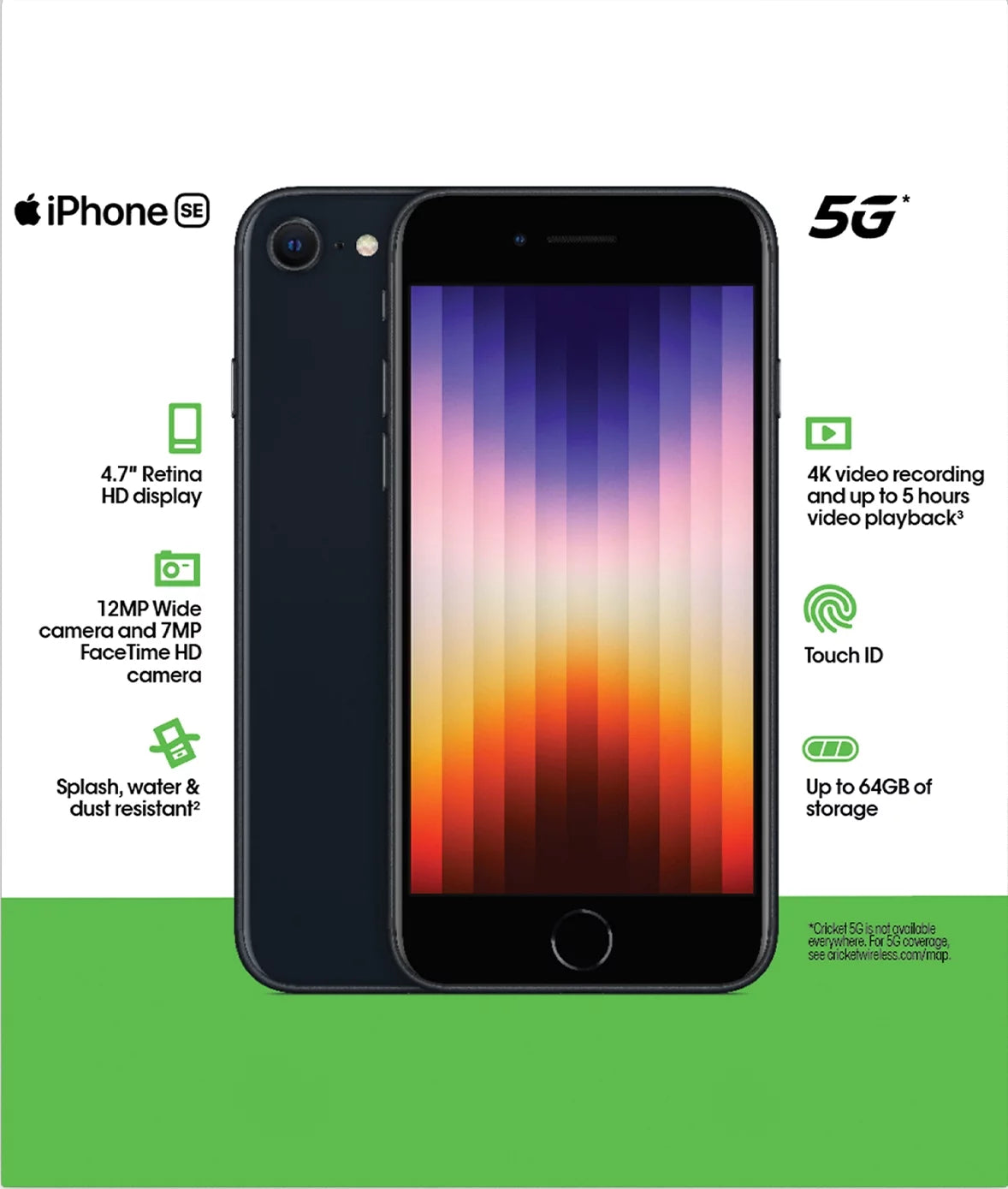 Apple iPhone SE 2022 64GB Midnight Prepaid Smartphone Y603663