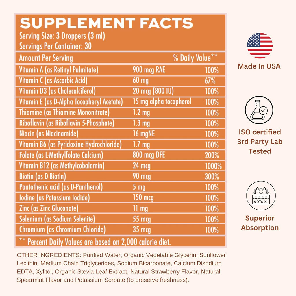 Liposomal Women's 50+ Liquid Multivitamin Drops, Sugar Free, Natural Strawberry, 3 FL Oz Q797228