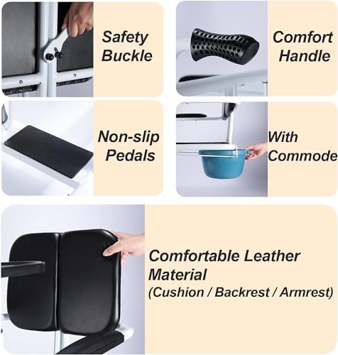Hydraulic Patient Lift Transfer Chair with 180° Split Seat, Toilet and Tray Table, 440Lbs Capacity F75608