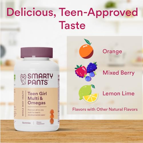 SmartyPants Teen Guy Multivitamin Gummies, Omega 3, Vitamin D3, C, B12, B6, A, K & Zinc, Gluten Free, 120 Count K940219