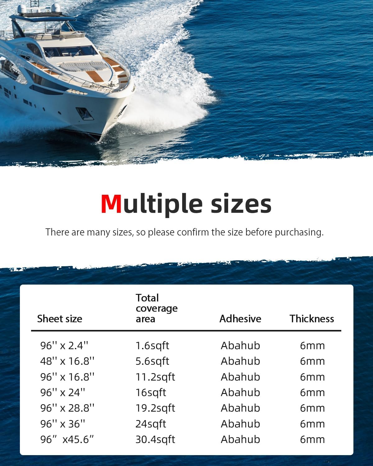 Abahub EVA Foam Boat Decking Self-Adhesive Faux Teak Marine Flooring Sheet L28939