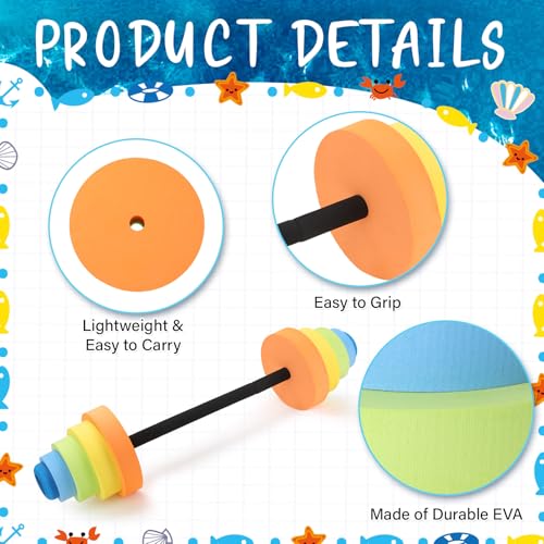 Adjustable Aquatic Exercise Dumbbells with EVA Foam for Pool Fitness O488935