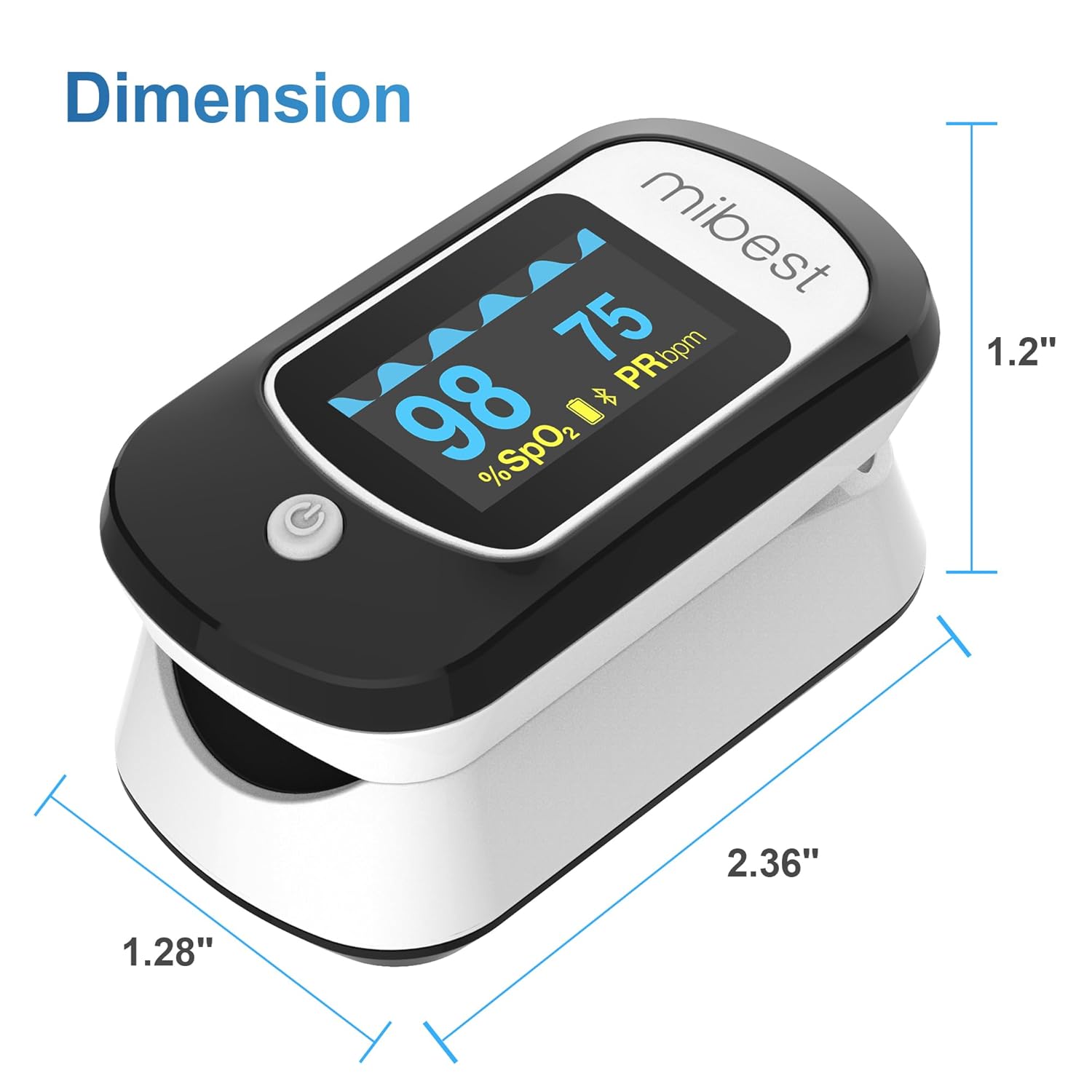 Mibest Bluetooth Pulse Oximeter with App for iOS & Android D9944