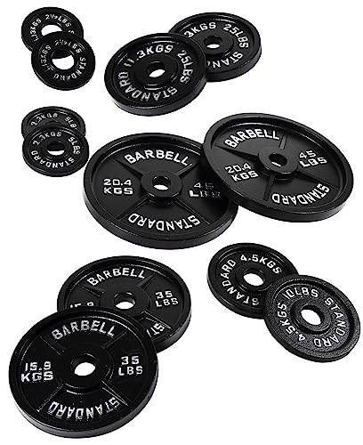 Olympic Cast Iron Weight Plates for Strength Training, Multiple Sizes S1890