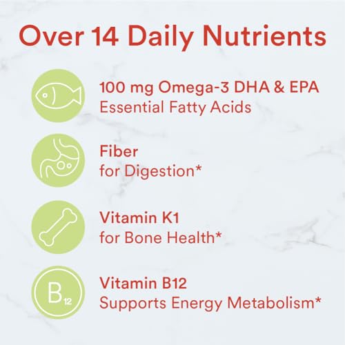 SmartyPants Kids Multivitamin & Fiber Gummies, Omega 3, Vitamins D3, C, B12, Zinc, 90 Count U9500