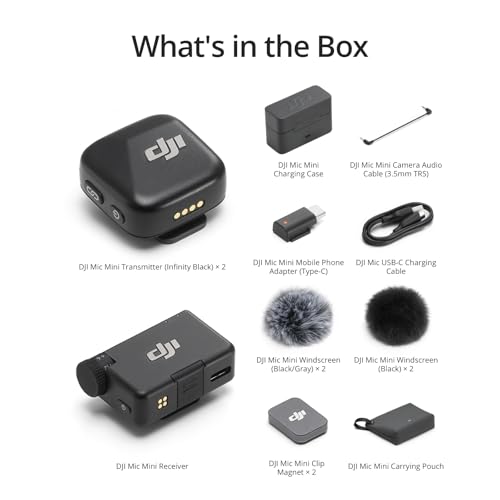 DJI Mic Mini Wireless Microphone for iPhone, Camera & Android V612