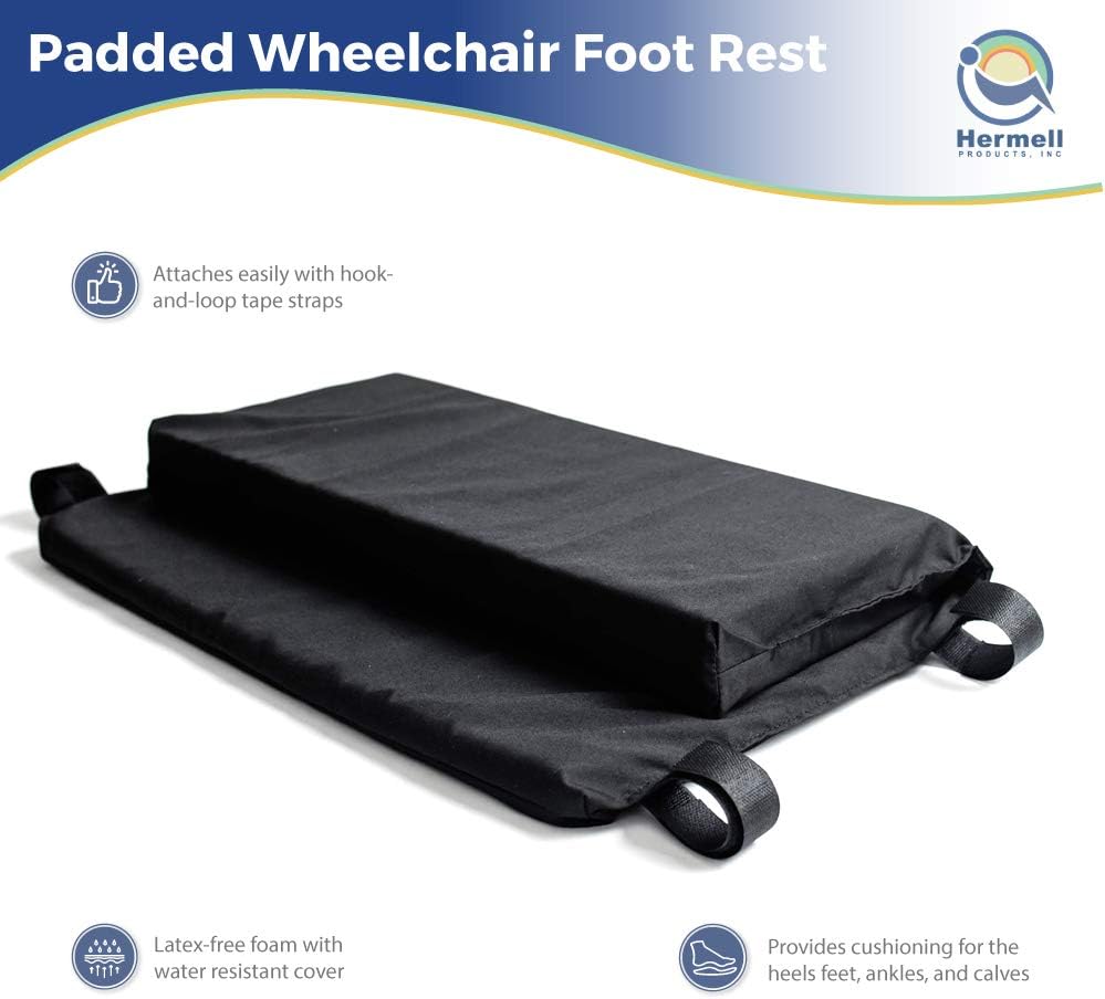 Hermell Products WC2218 Padded Wheelchair Foot Rest, Black V333