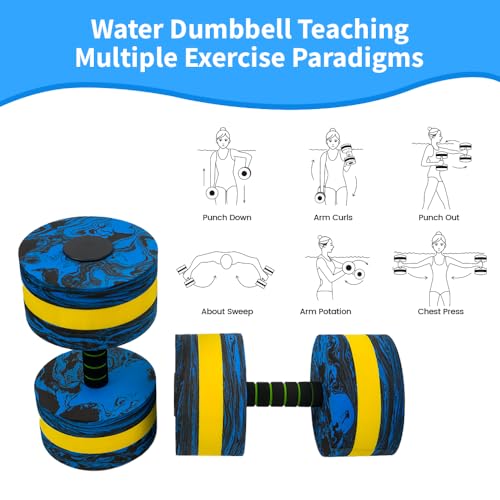 Aquatic Exercise Dumbbells Set of 2, EVA Foam Water Weights for Pool Fitness A527