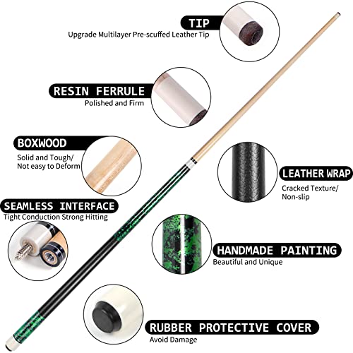 LOTKEY Pool Cue Set of 4 - Canadian Maple 58'' Billiard Sticks with 2 Chalks R905285