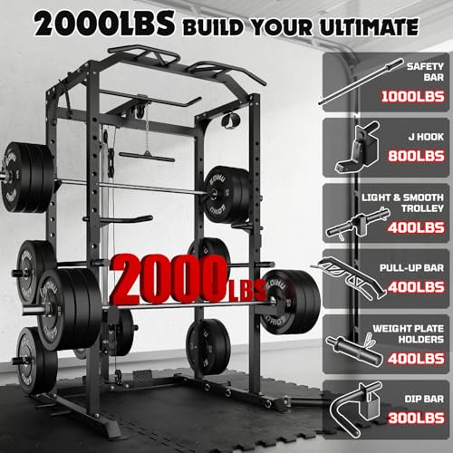C1-V4 Power Cage with LAT Pulldown, Multi-Function Weight Cage for Home Gym G4781