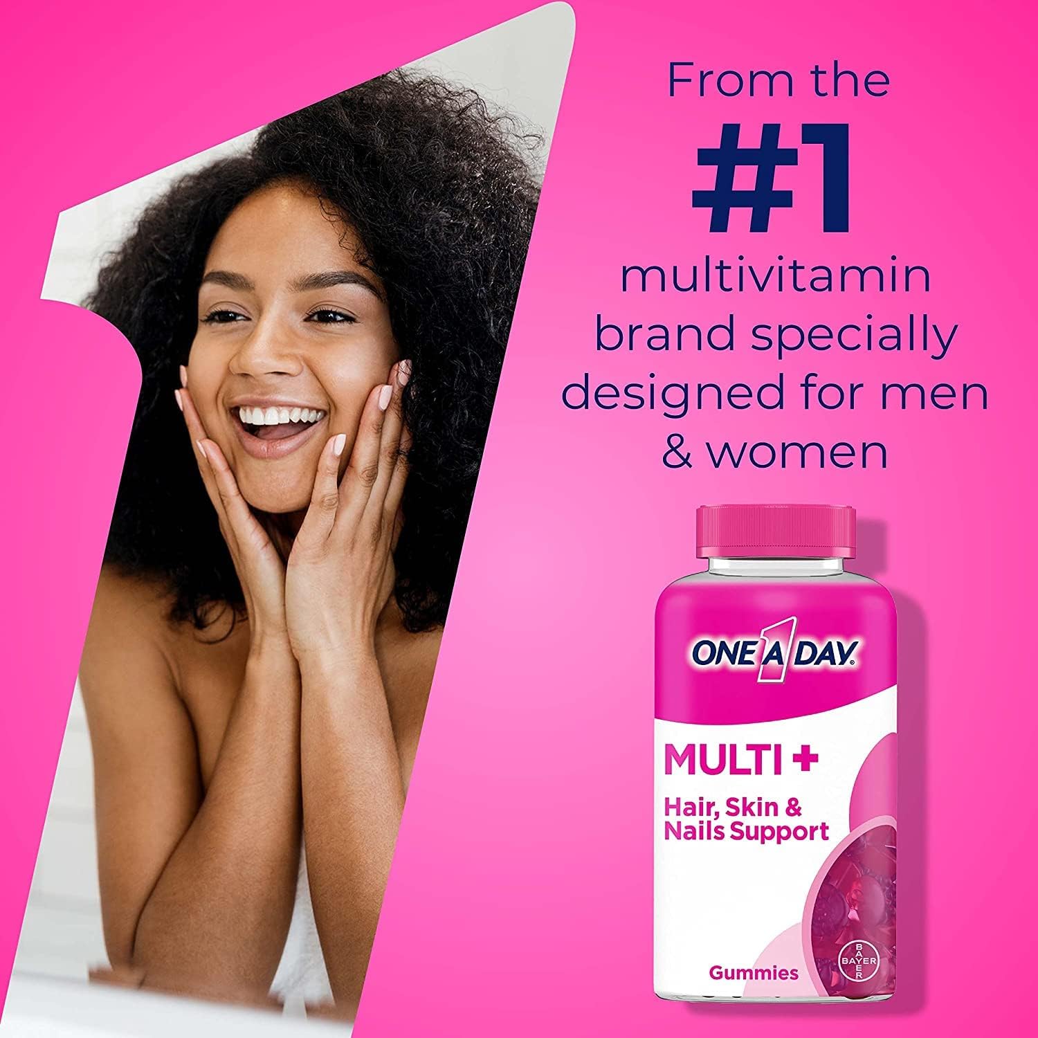ONE A DAY Multi+ Hair, Skin & Nails Multivitamin Gummy, 120 Count E43224
