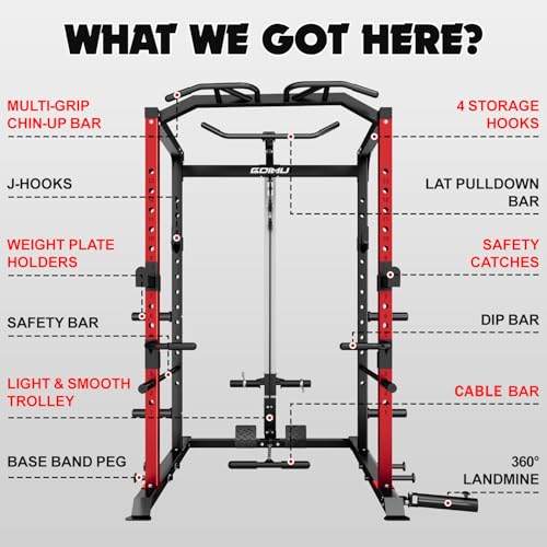 C1-V4 Power Cage with LAT Pulldown, Multi-Function Weight Cage for Home Gym G4781