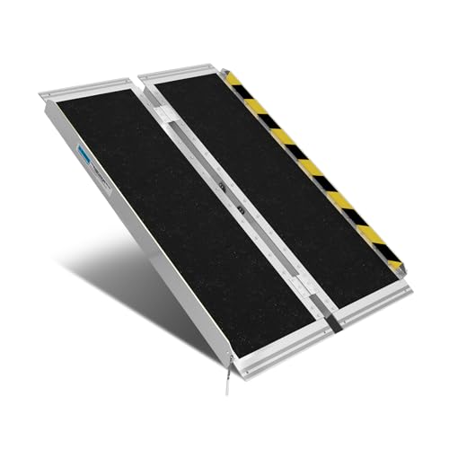 Protable Wheelchair ramp 3FT,Non-Slip Folding Aluminum Handicap Ramps,Threshold Ramps for Home,Holds up to 600lbs,Wheelchair ramp for Steps,Suitable for Stairs Steps,Doorways (Non-Slip 3FT)