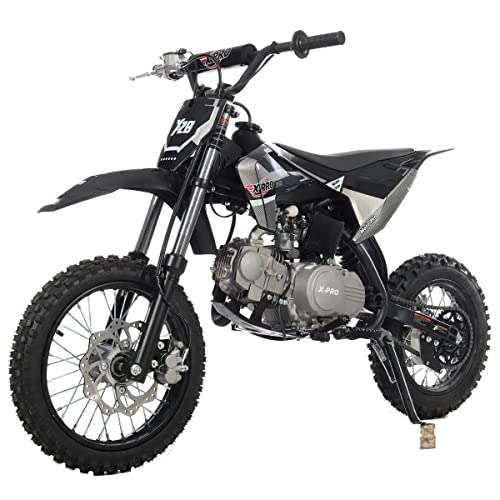 X-PRO 110cc Dirt Bike with Semi-Automatic Transmission, Kick Start, Big 14"/12" Tires! (Black)