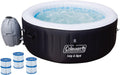 Coleman SaluSpa AirJet 4 Person Round Inflatable Hot Tub Outdoor Spa with 120 Soothing AirJets, Cover, and Type VI Filter Cartridge (12 Pack), Black