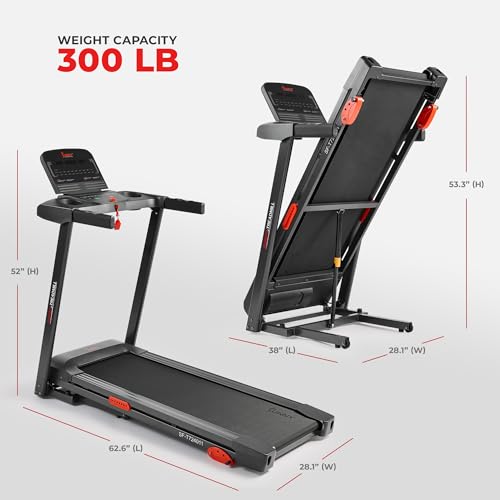 Sunny Health & Fitness Smart WiFi Treadmill, Compact Foldable with Incline E91799