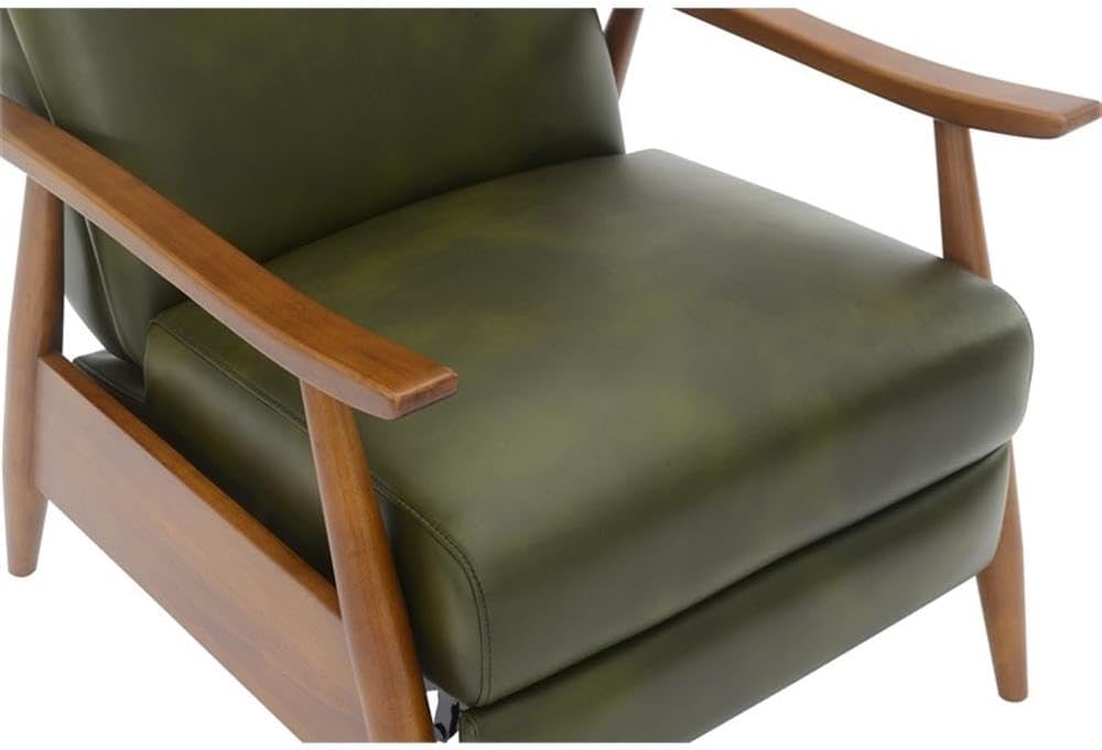 Solaris Fern Green Faux Leather Wood Arm Push Back Recliner I637324