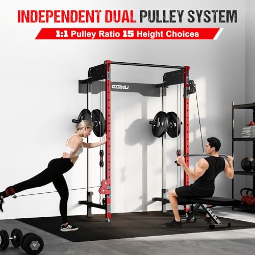 WM3-V4 Folding Wall Mounted Squat Rack with Dual Pulley System L11563