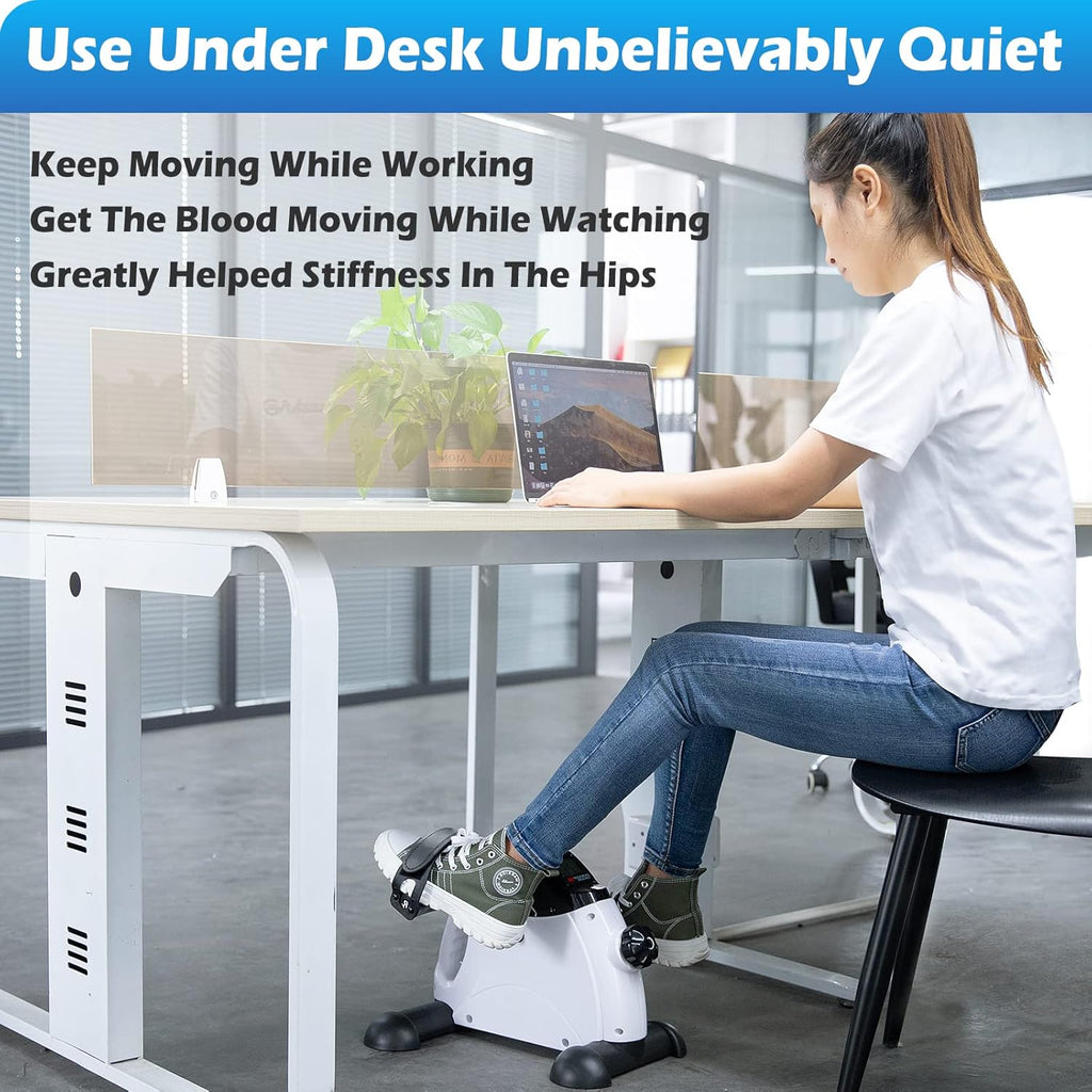 TABEKE Under Desk Bike Pedal Exerciser for Arm and Leg Exercise with LCD Display E71810