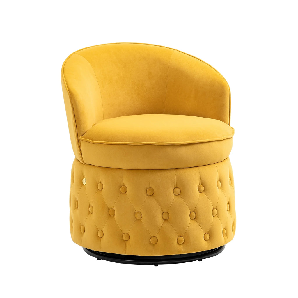 Velvet Swivel Barrel Chair Yellow D766