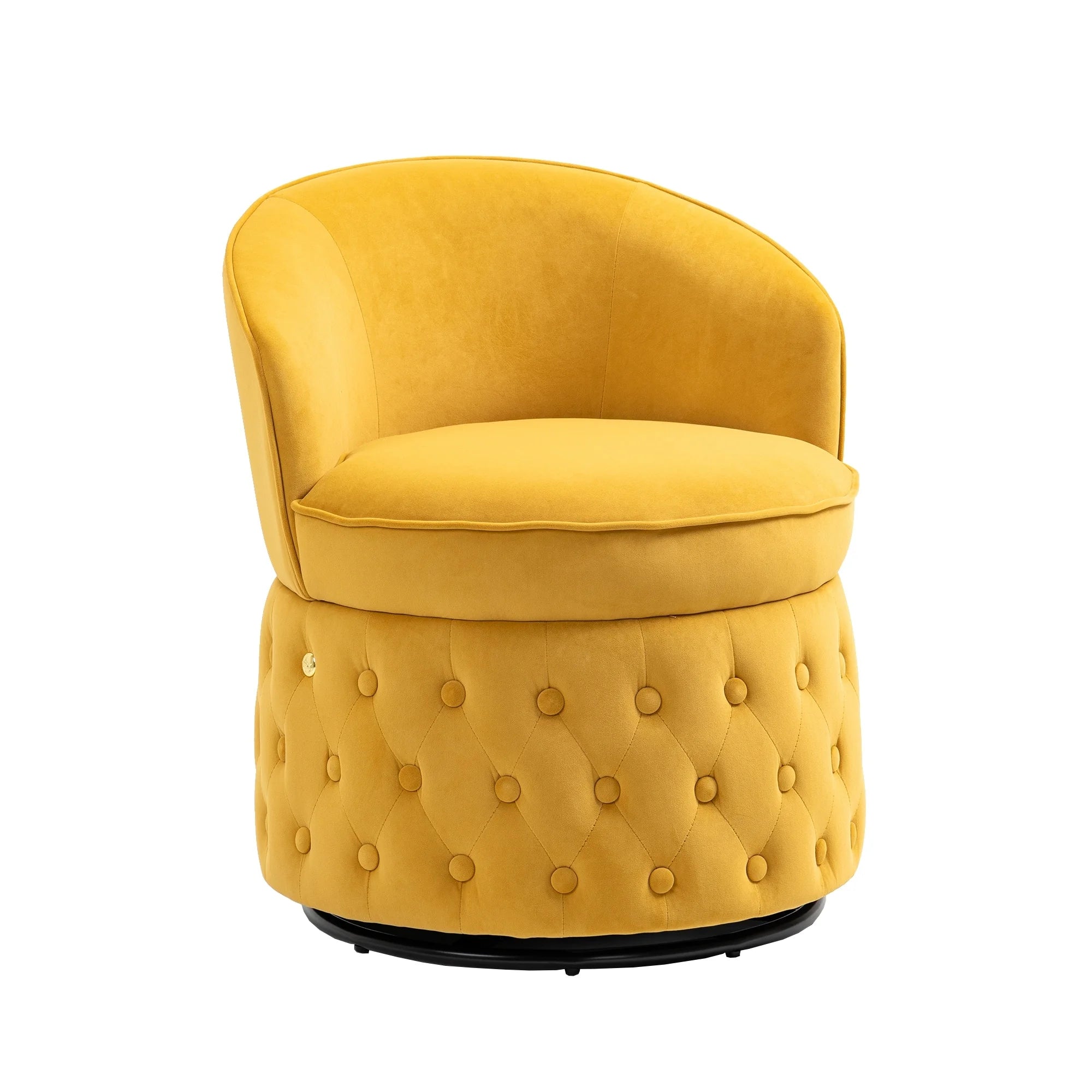 Velvet Swivel Barrel Chair Yellow D766