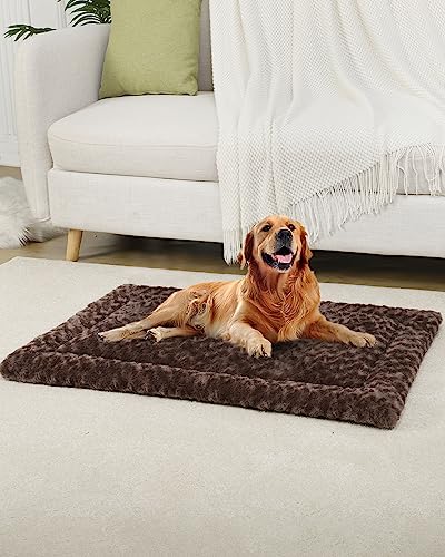 Washable Dog Bed Mat Ultra Soft Crate Pad for Large Dogs, 41 x 27 Inch, Gray K707024
