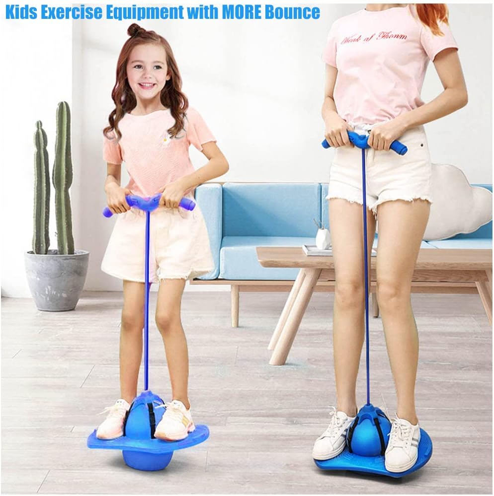Pogo Jumper with Handle and Ball Pump for Kids and Adults (Blue) P3310