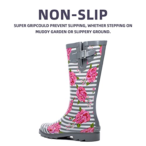 landchief Rain Boots for Women Waterproof Tall Knee High Rubber U158