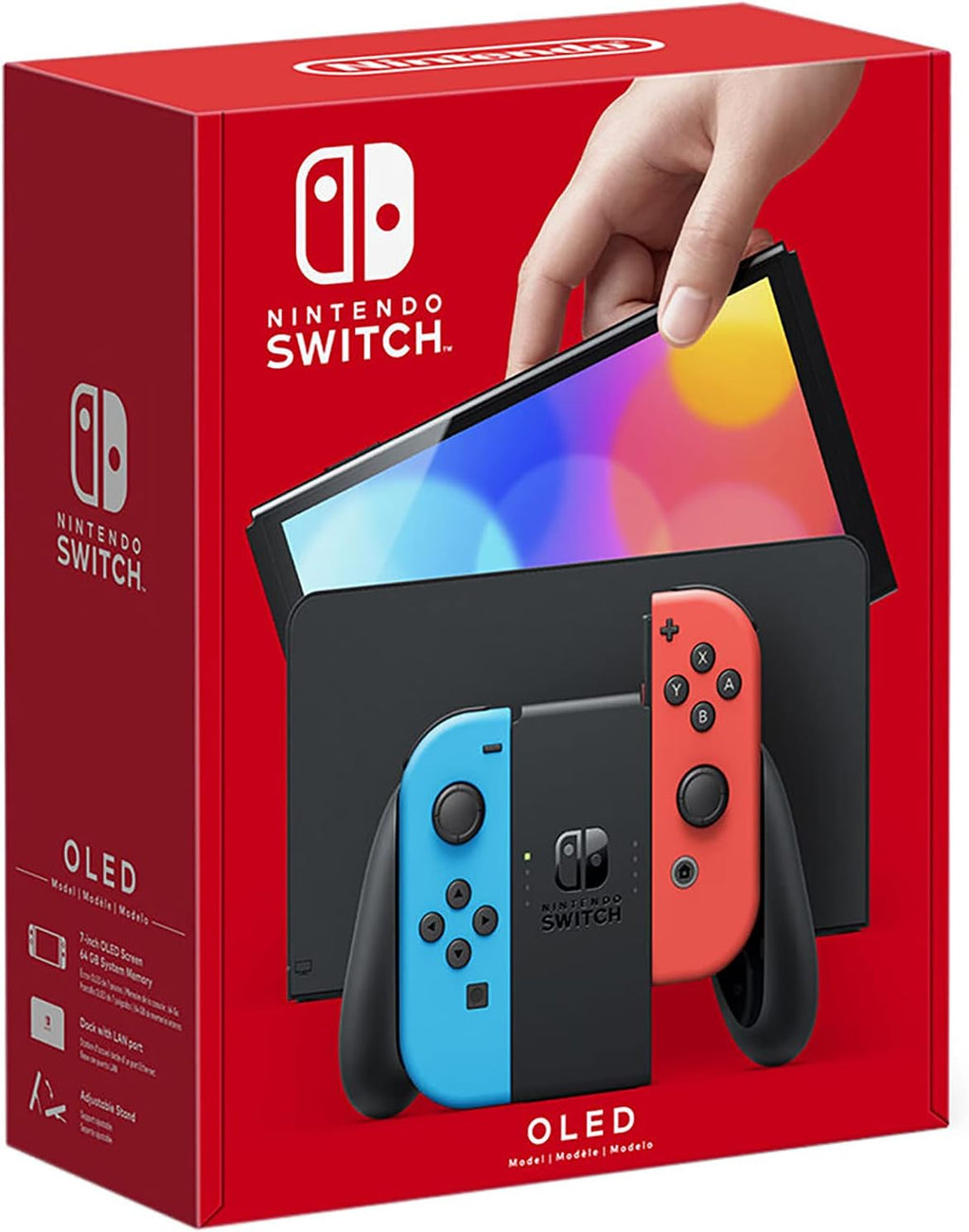 Nintendo Newest Switch OLED Model with Neon Blue and Red Joy-Con, Black Dock - 7" 1280 x 720 OLED Touchscreen, 64GB Internal Storage, 802.11AC WiFi, Bluetooth 4.1, Ethernet, Type-C- HDMI_Cable