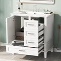 Harper & Bright Designs 30" Bathroom Vanity with Sink, Free Standing Single Basin Vanity Set with a Soft Closing Door and 3 Drawers, Solid Wood Bathroom Cabinet with Ceramic Basin for Bathroom, Green